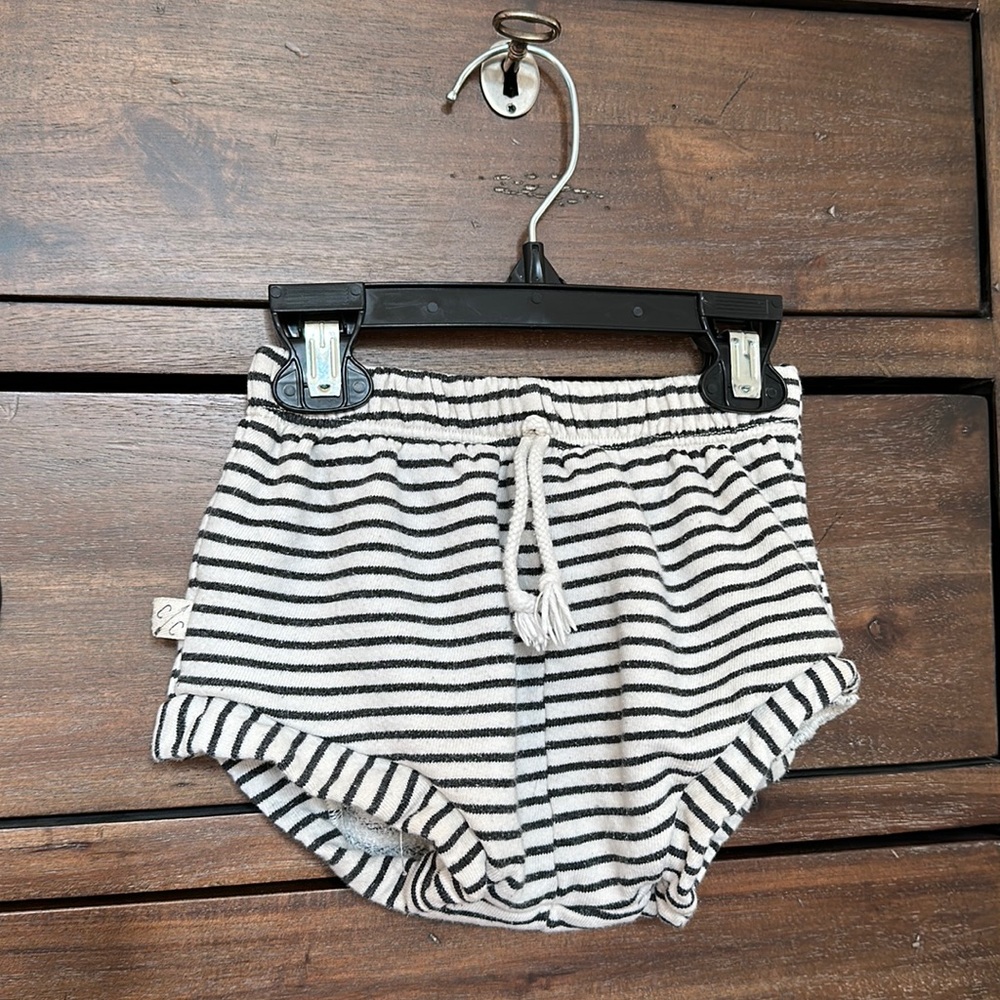 Childhoods Clothing Shorties in Neutral Stripe, size 2T.